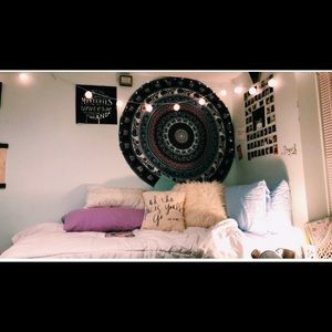 Purple elephant mandala beach throw tapestry